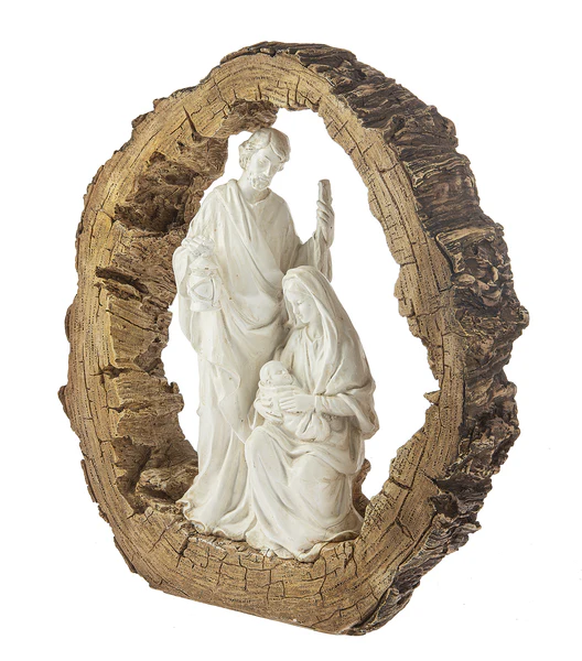 15"H Resin Carved Log Nativity Figurine - Image 2