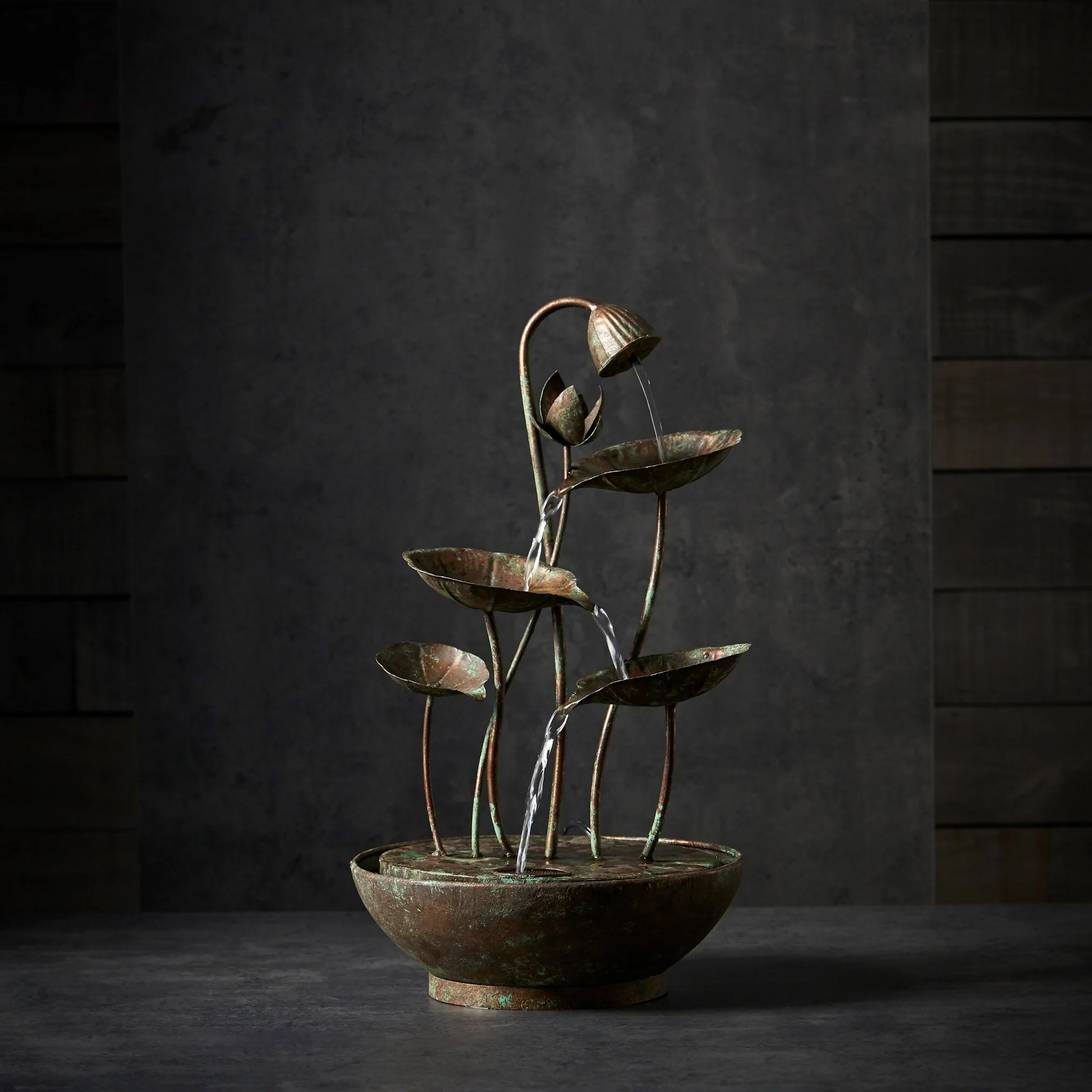 Lotus Leaf Fountain, Iron, YH1020 Pump, 19.5" - Image 2