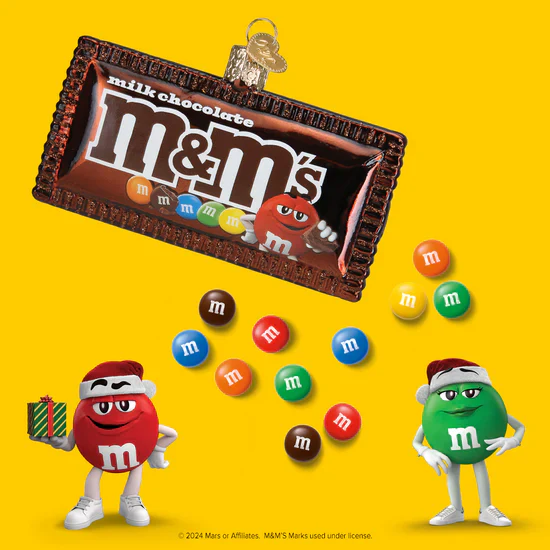 M&M's Milk Chocolate Glass Ornament, 4" - Image 2