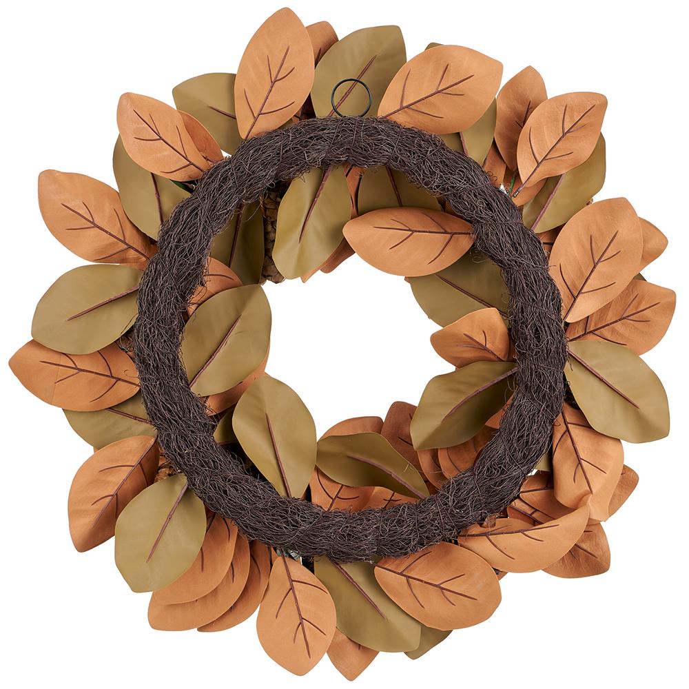 Magnolia Leaf/Pine Cone Wreath, 26" (Green & Brown) - Image 2