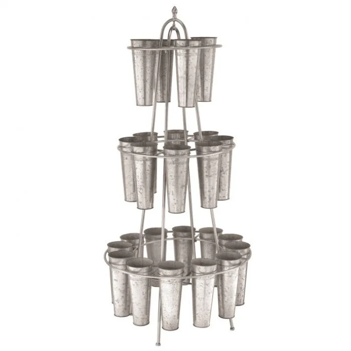 Metal 3-Tier Round Flower Rack x24, 59" (Galvanized)