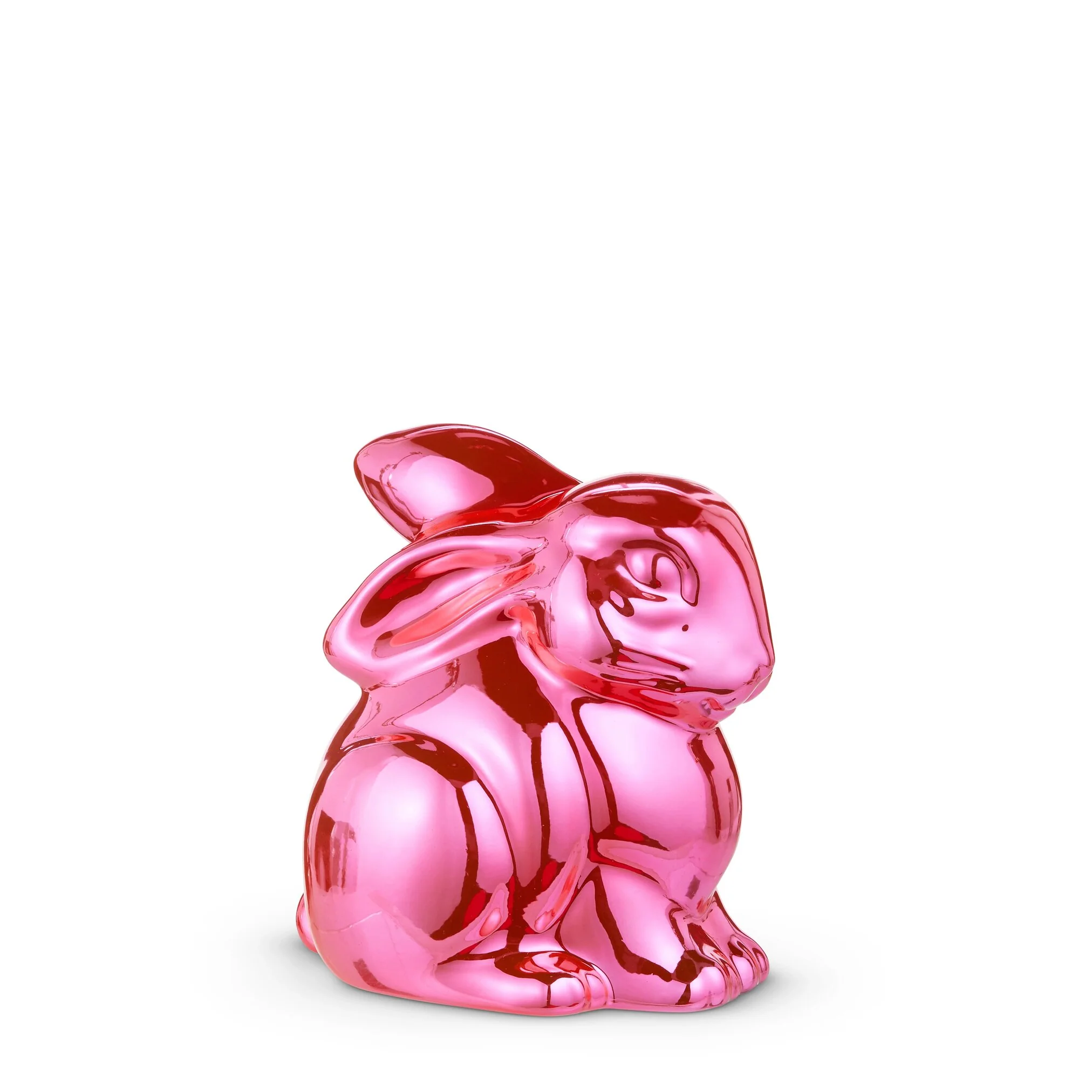 Metallic Pink Balloon Bunny Figurine, 12"