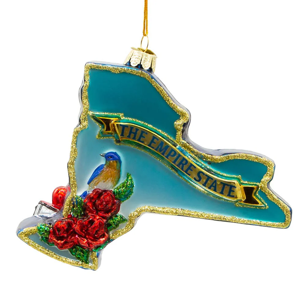 New York Cityscape Glass Map Ornament, 5.5" - Image 2