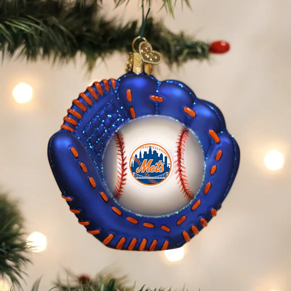 New York Mets Baseball Mitt Ornament, 3.75"