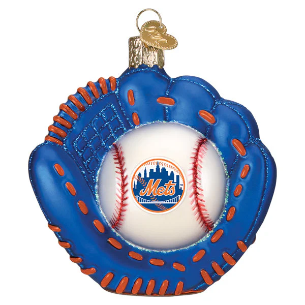 New York Mets Baseball Mitt Ornament, 3.75" - Image 3