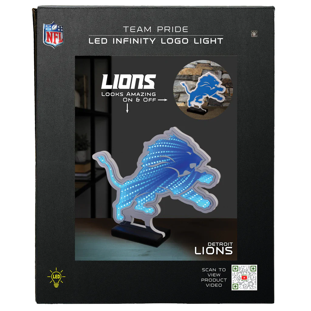 NFL Detroit Lions LED Infinity Logo Light, Acrylic, w/UL Plug, 13" - Image 7