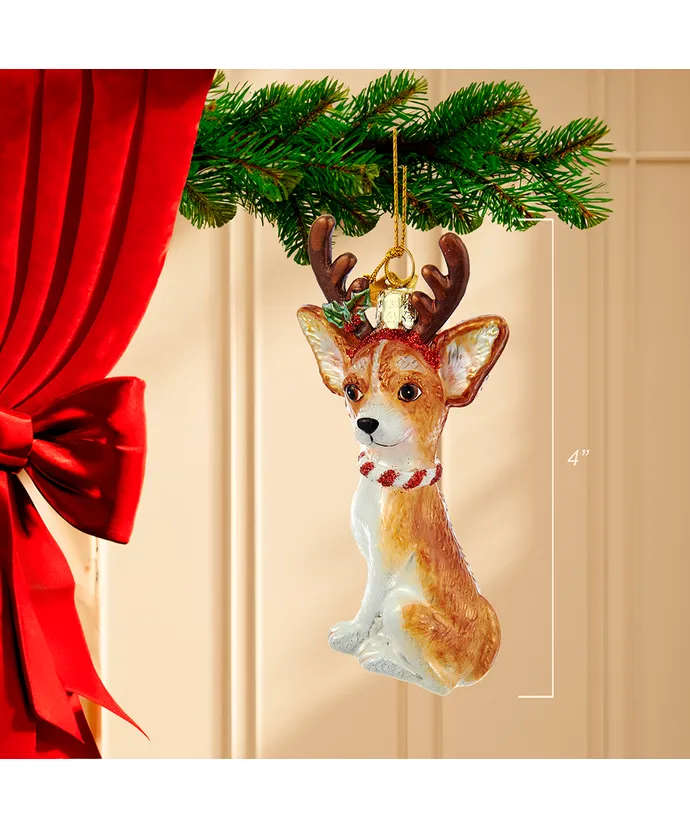 Noble Gems™ Chihuahua With Antlers Glass Ornament - Image 2