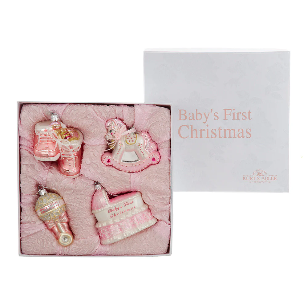 Noble Gems™ Glass Baby Girl Ornaments, 4" (Set of 4)