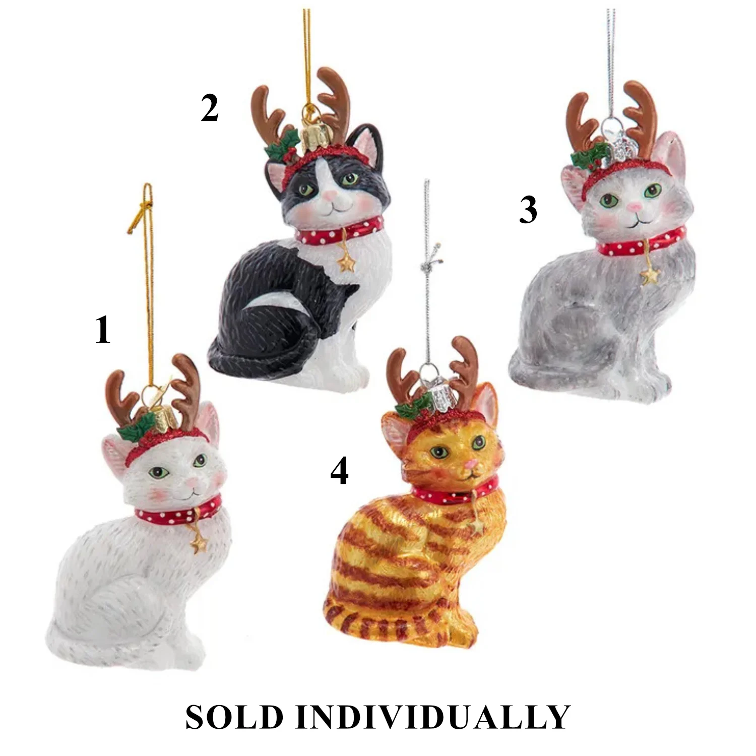 Noble Gems™ Glass Cat With Antlers Ornaments, 4" (4 styles - sold individually)