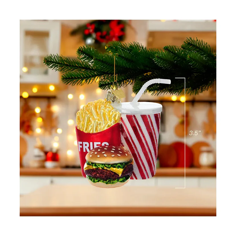 Noble Gems™ Glass Fast Food Combo Ornament, 3.5" - Image 3