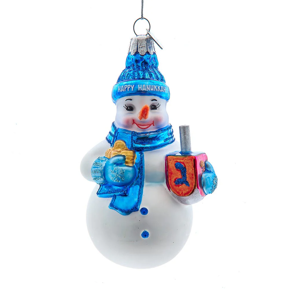 Noble Gems™ Glass Hanukkah Snowman Ornament, 4.25"