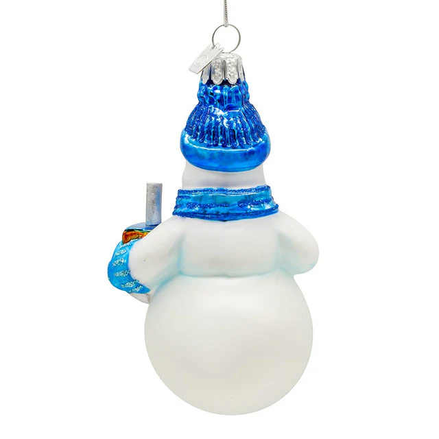 Noble Gems™ Glass Hanukkah Snowman Ornament, 4.25" - Image 4