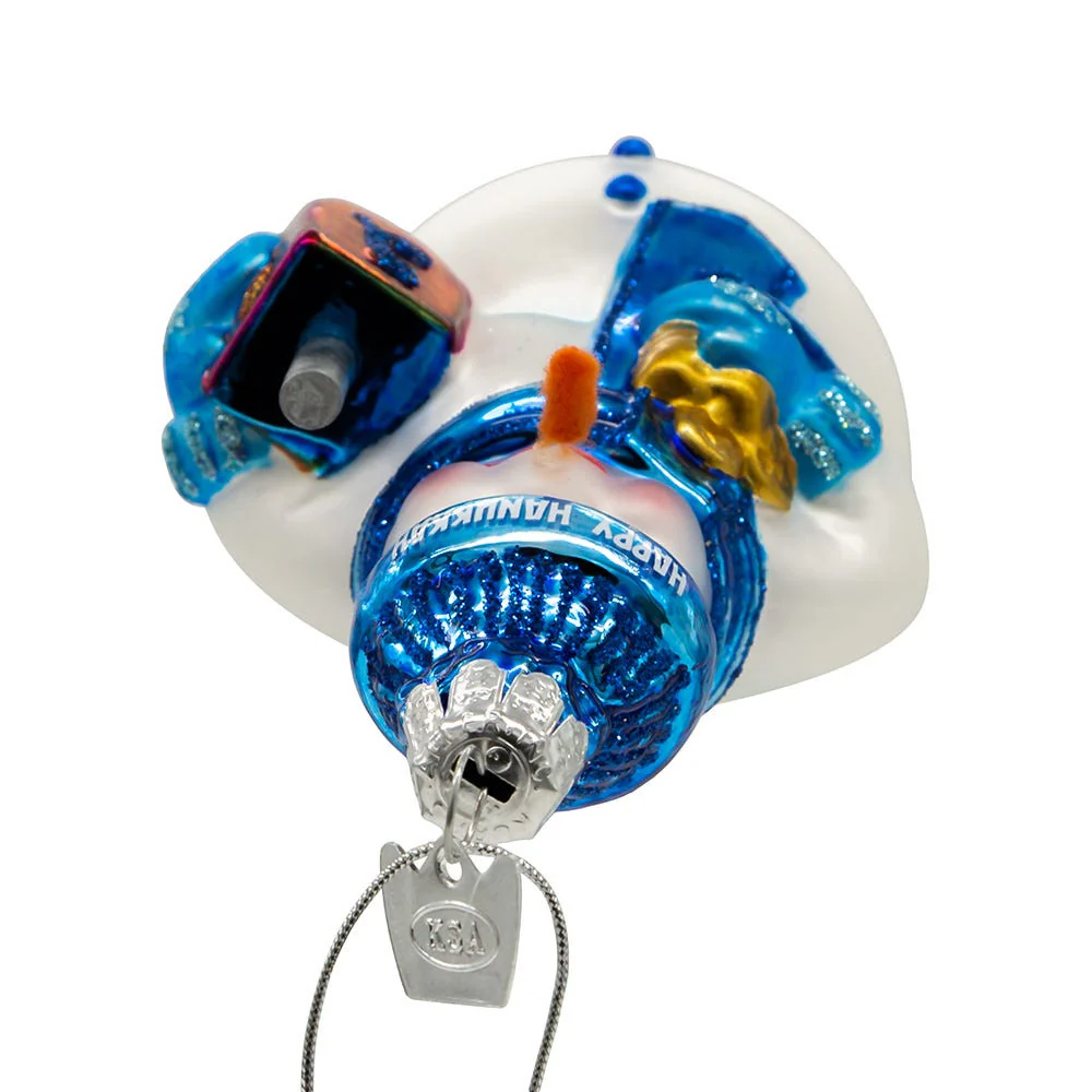 Noble Gems™ Glass Hanukkah Snowman Ornament, 4.25" - Image 6