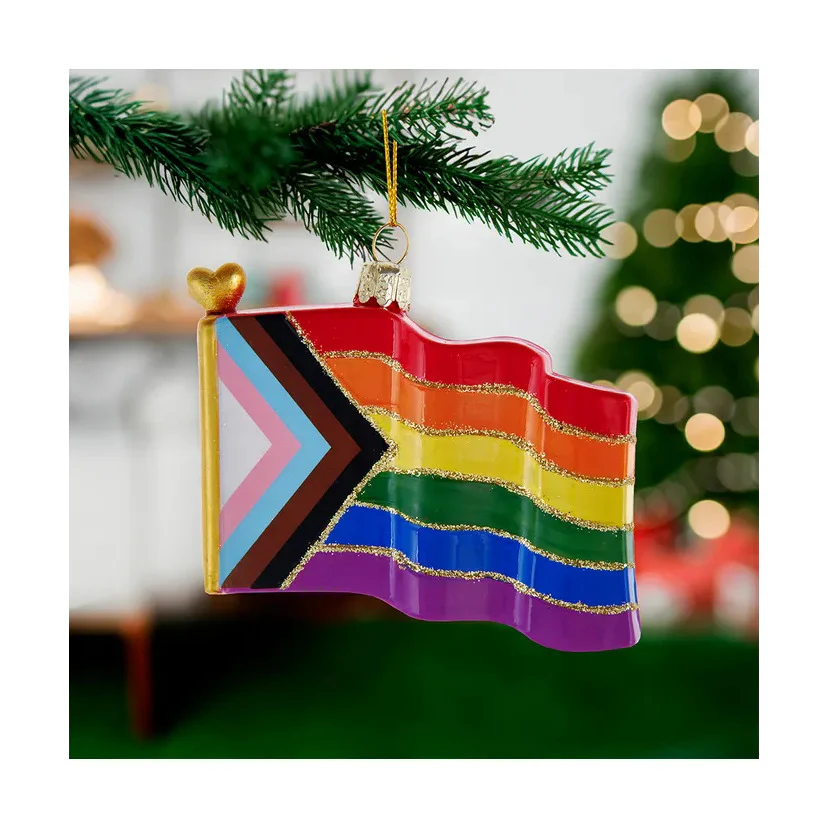 Noble Gems™ Glass Progress Pride Flag Ornament, 3.5" - Image 7