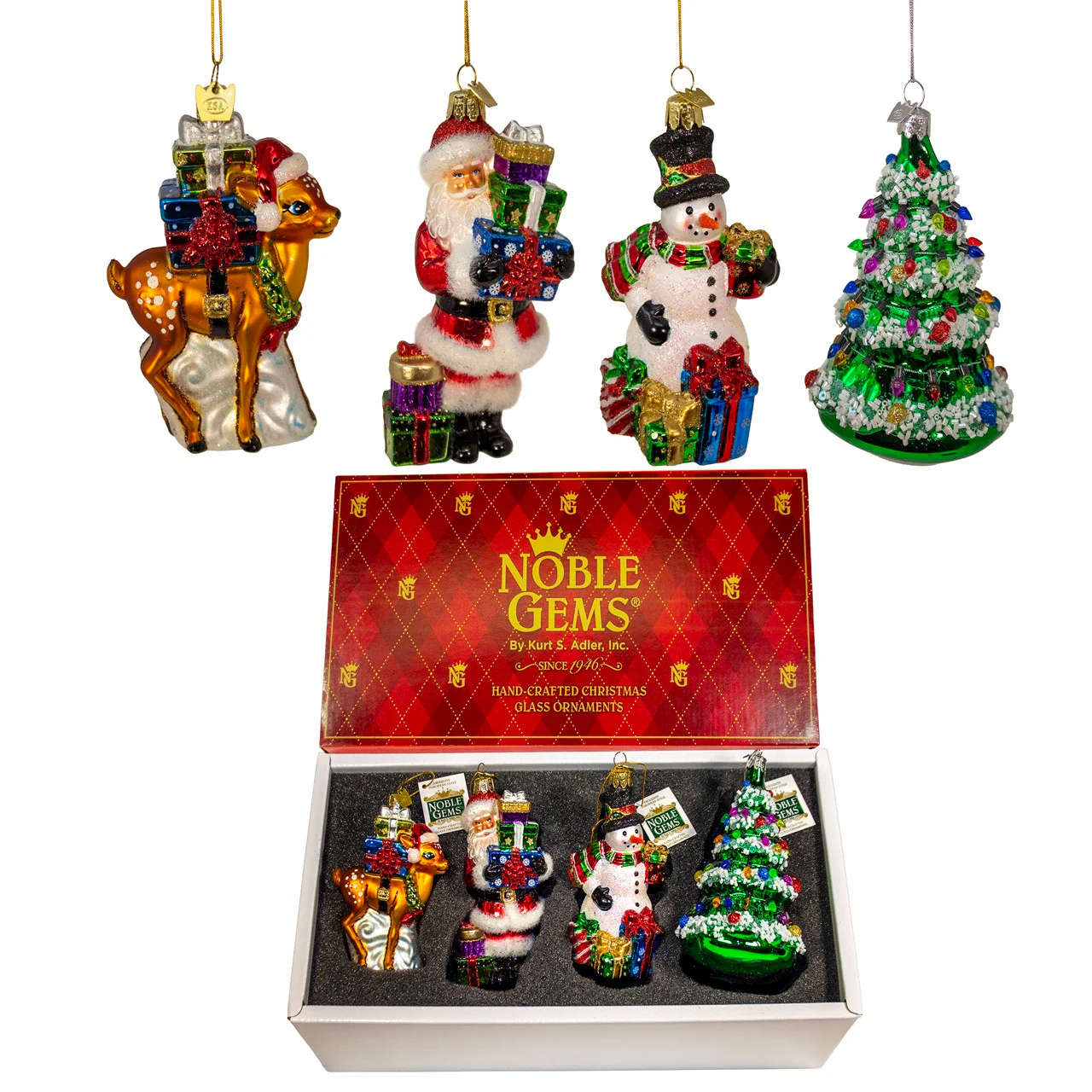 Noble Gems™ Glass Traditional Ornaments, 4.5" (Set of 4)