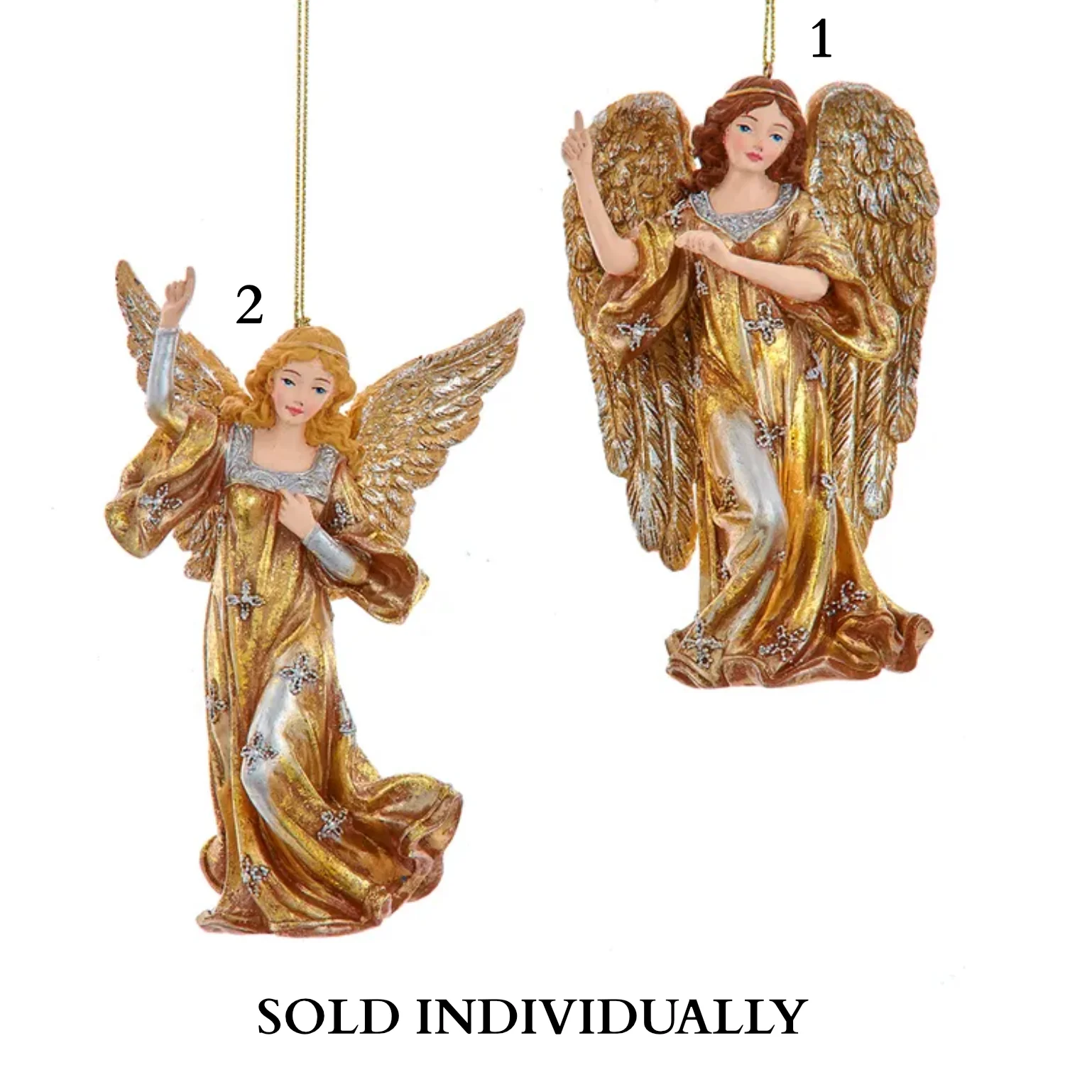 Ombré Gold & Silver Angel Resin Ornament (2 Styles – Sold individually)