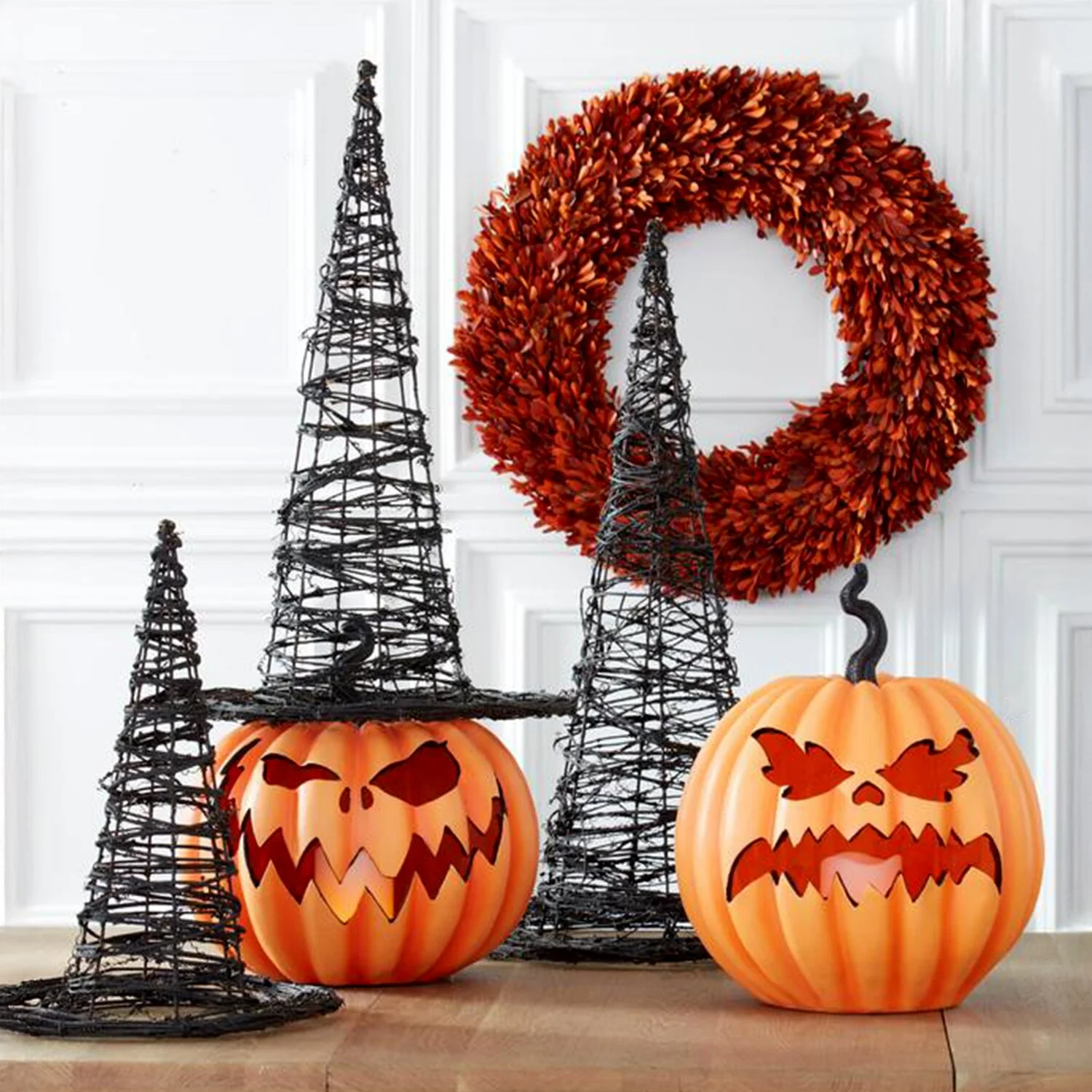 Orange Resin LED Flicker Flame Jack O Lantern, 13" - Image 2