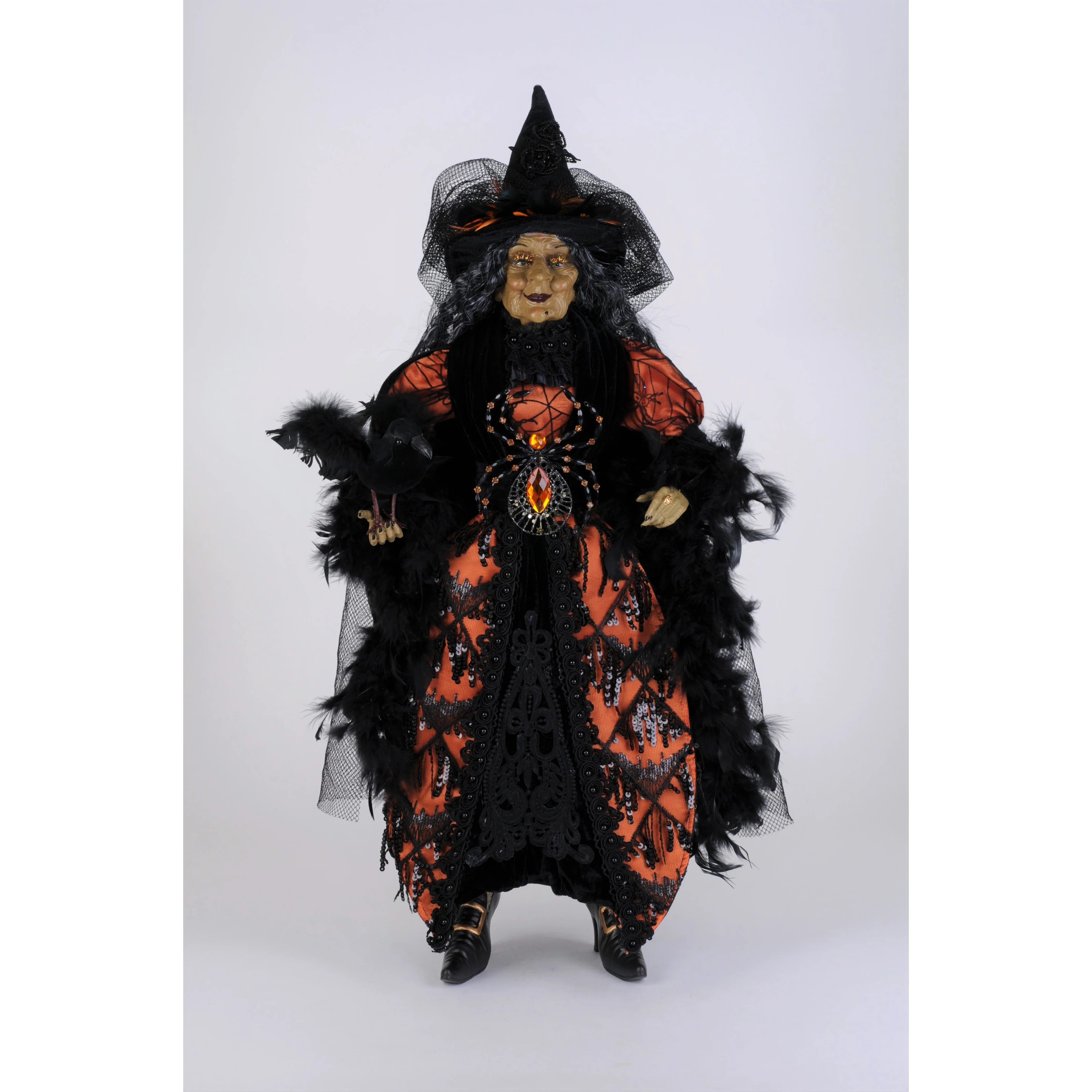 Orange Standing Witch Figurine, 32"