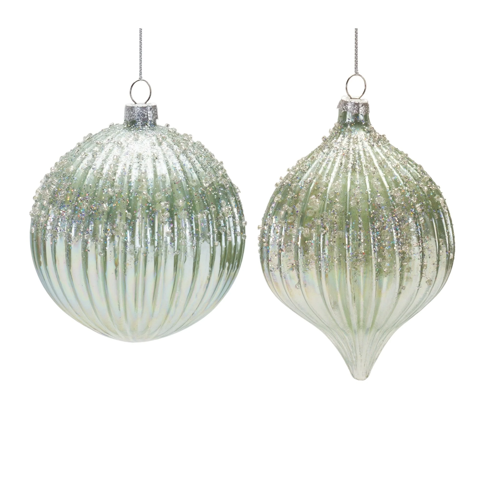Silver Glass Ornament, 5.5" (2 styles - sold individually) - Image 2
