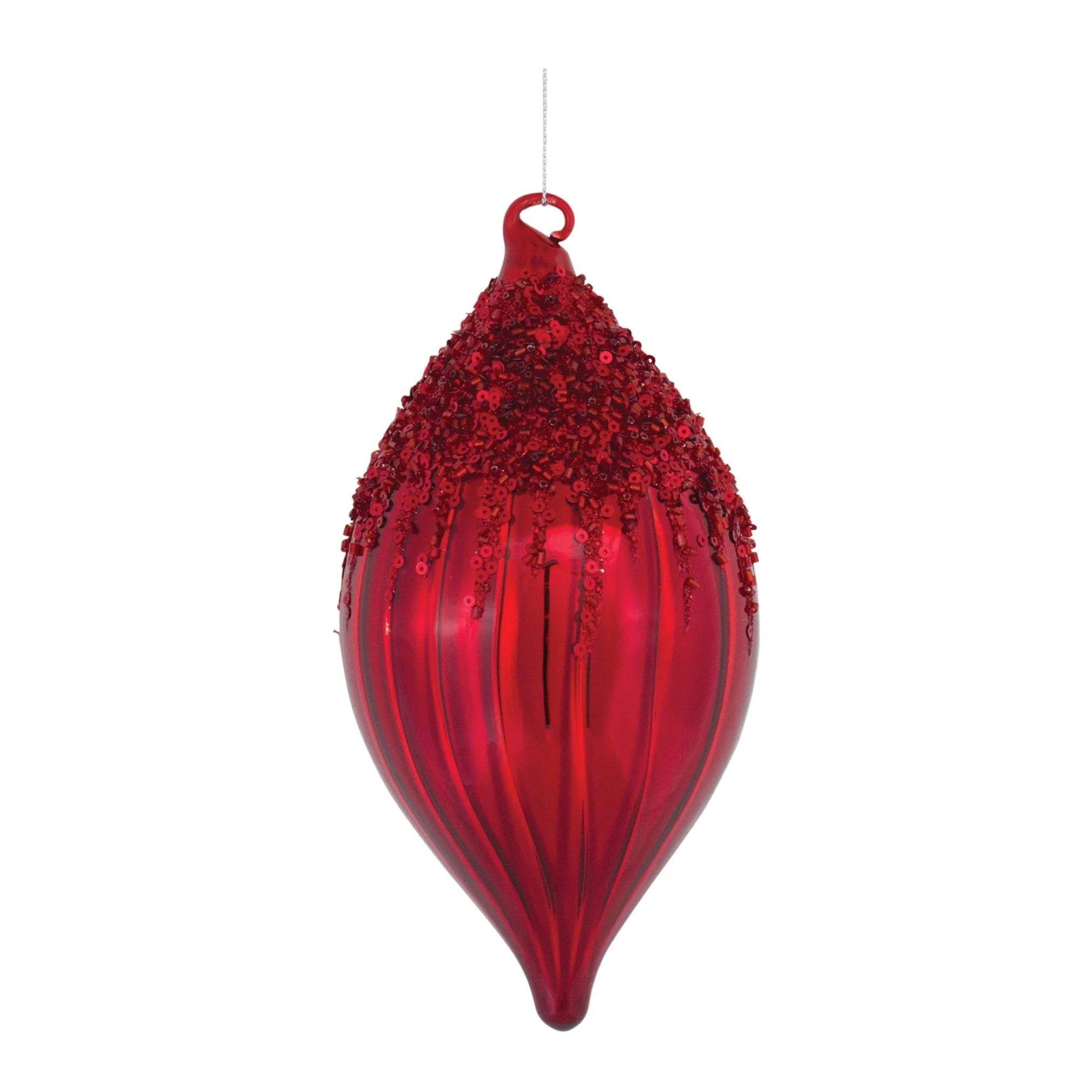 Red Glass Ornament, 5-8" (2 styles - sold individually) - Image 2