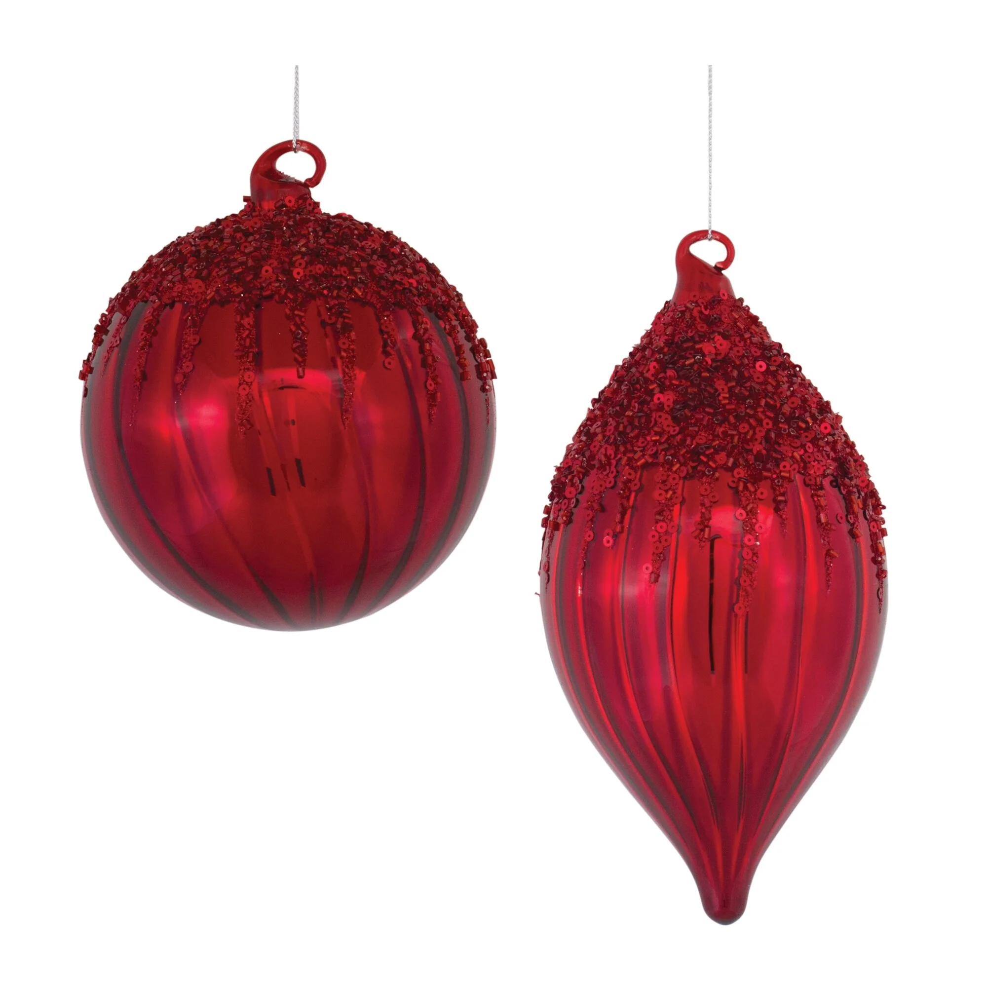 Red Glass Ornament, 5-8" (2 styles - sold individually) - Image 4