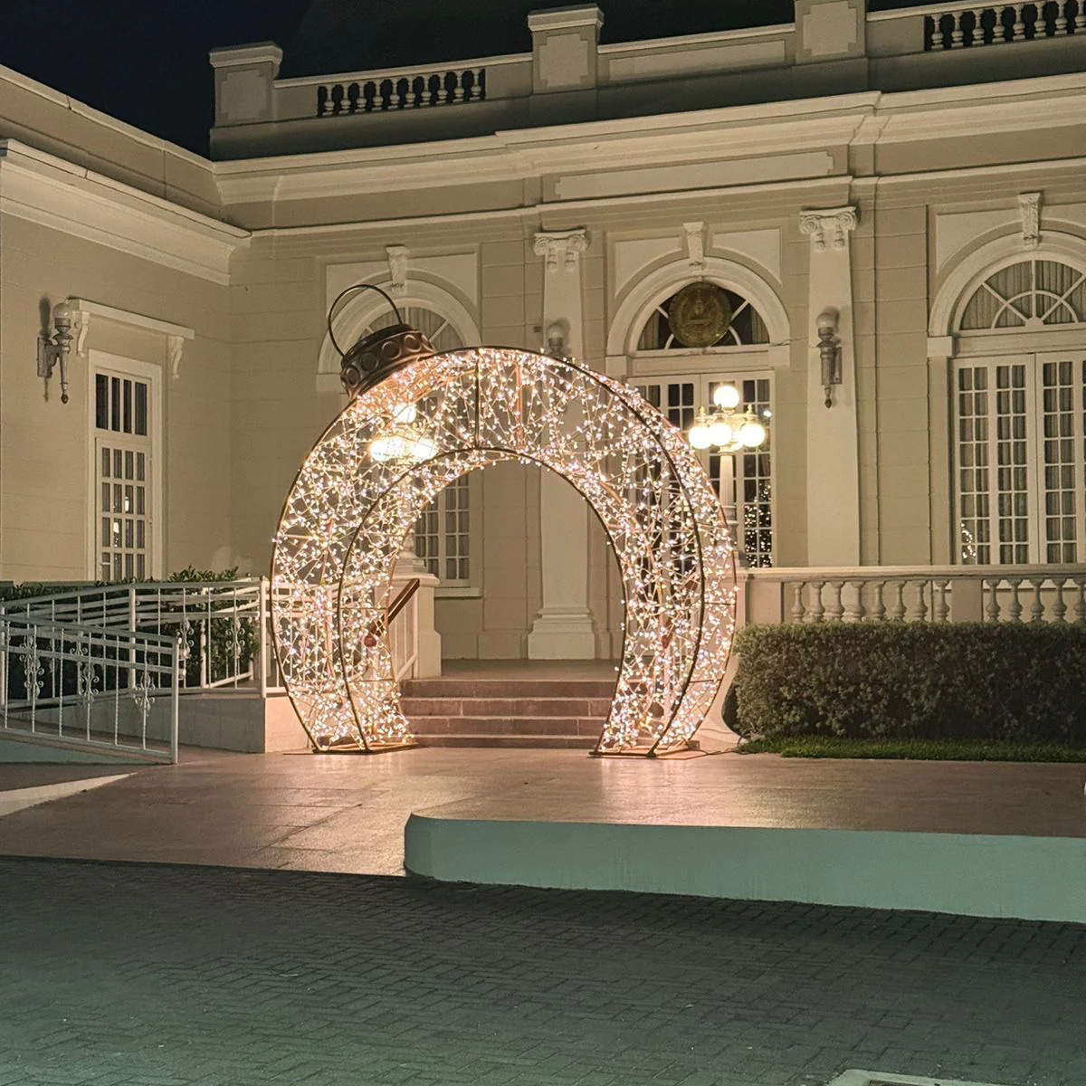 Large Ornament Gate Gunmetal, LED Lit (Cold White), 12'6" - Image 2
