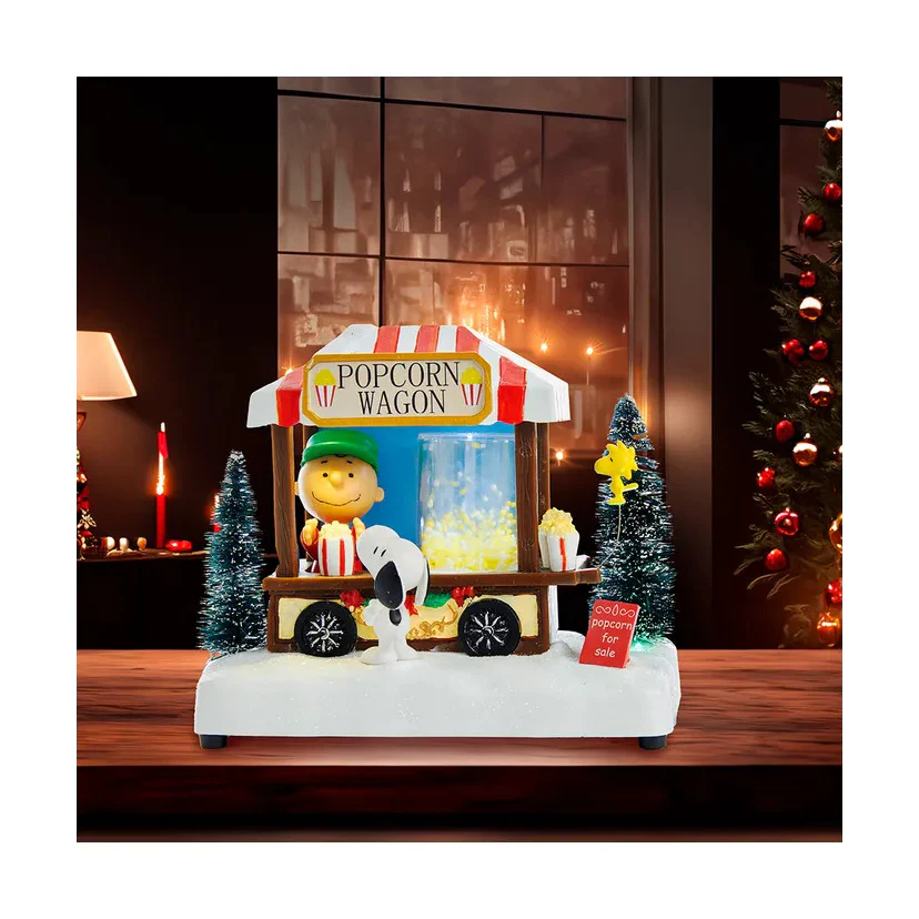 Peanuts© Battery-Operated Popcorn Wagon LED Musical Table Piece, 7" - Image 2