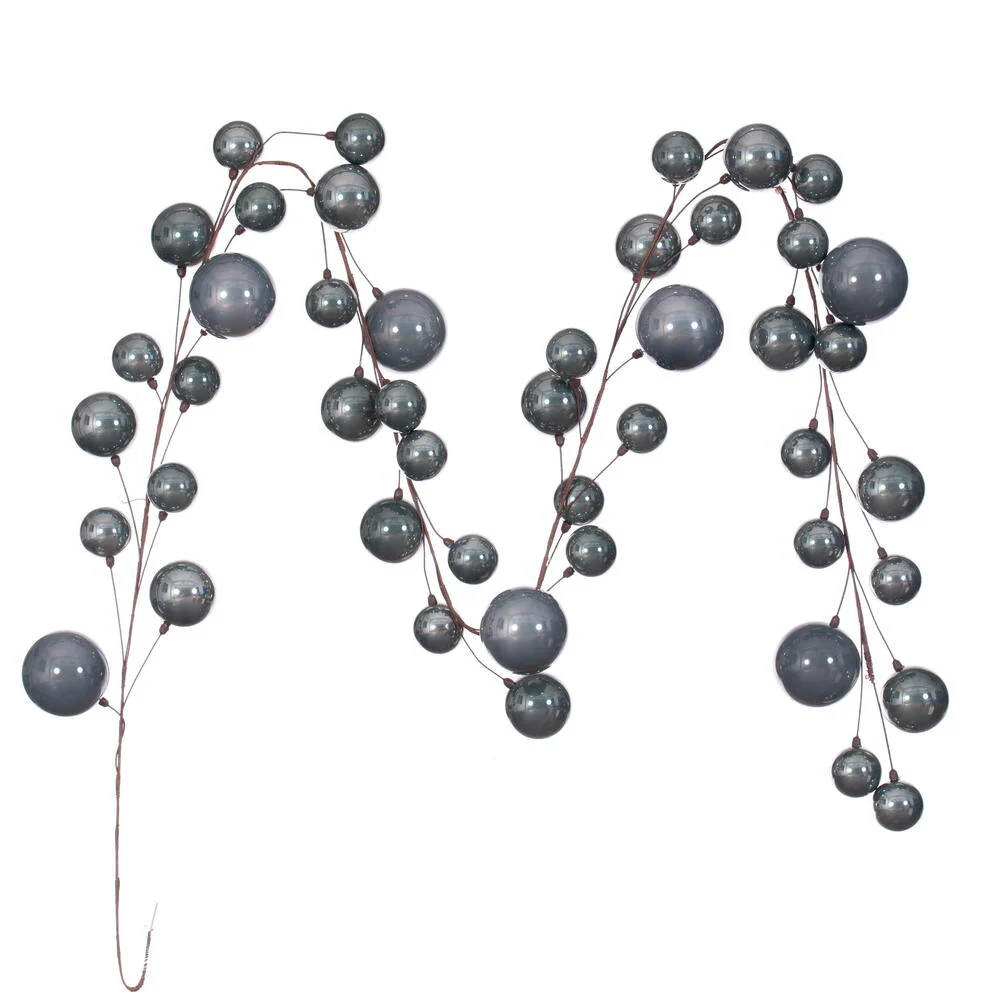 Pearl Branch Ball Wire Garland, 10' (Pewter)