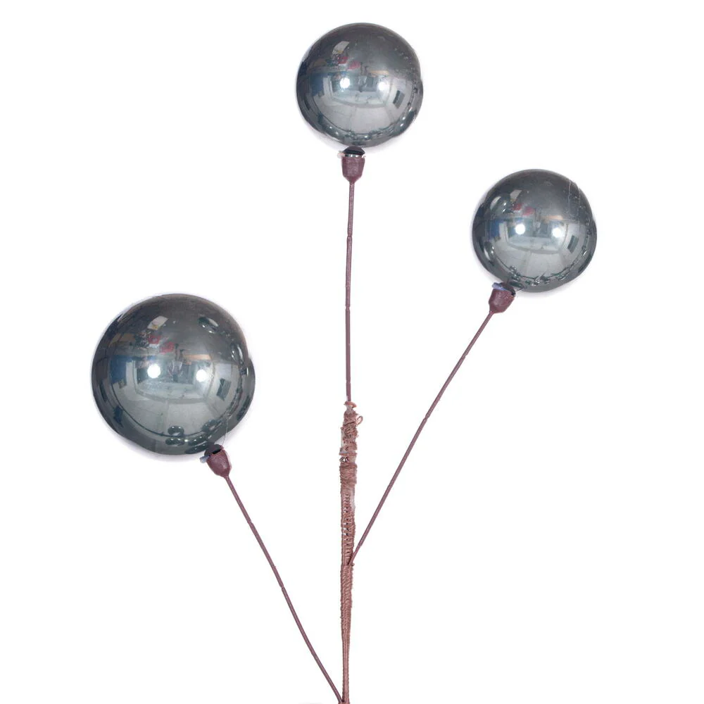 Pearl Branch Ball Wire Garland, 10' (Pewter) - Image 2