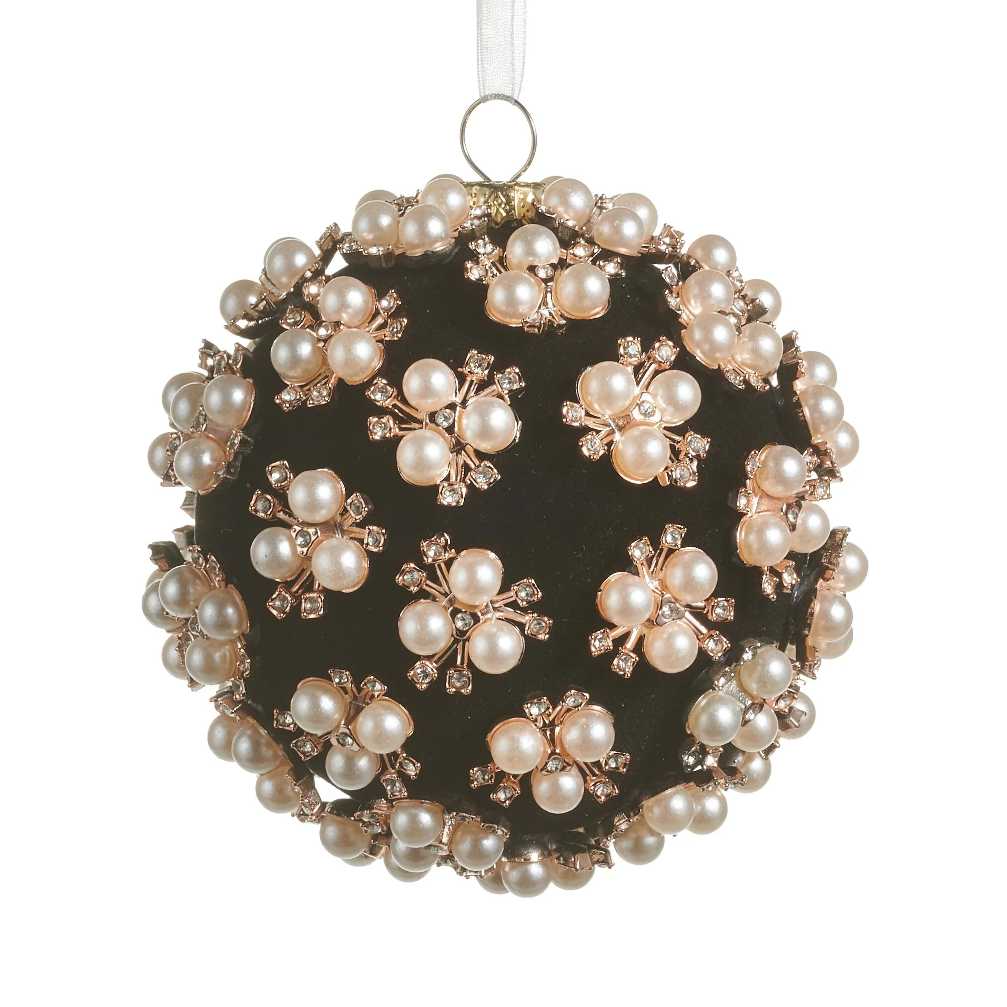 Pearl Clustered Black Ball Ornament, 4"
