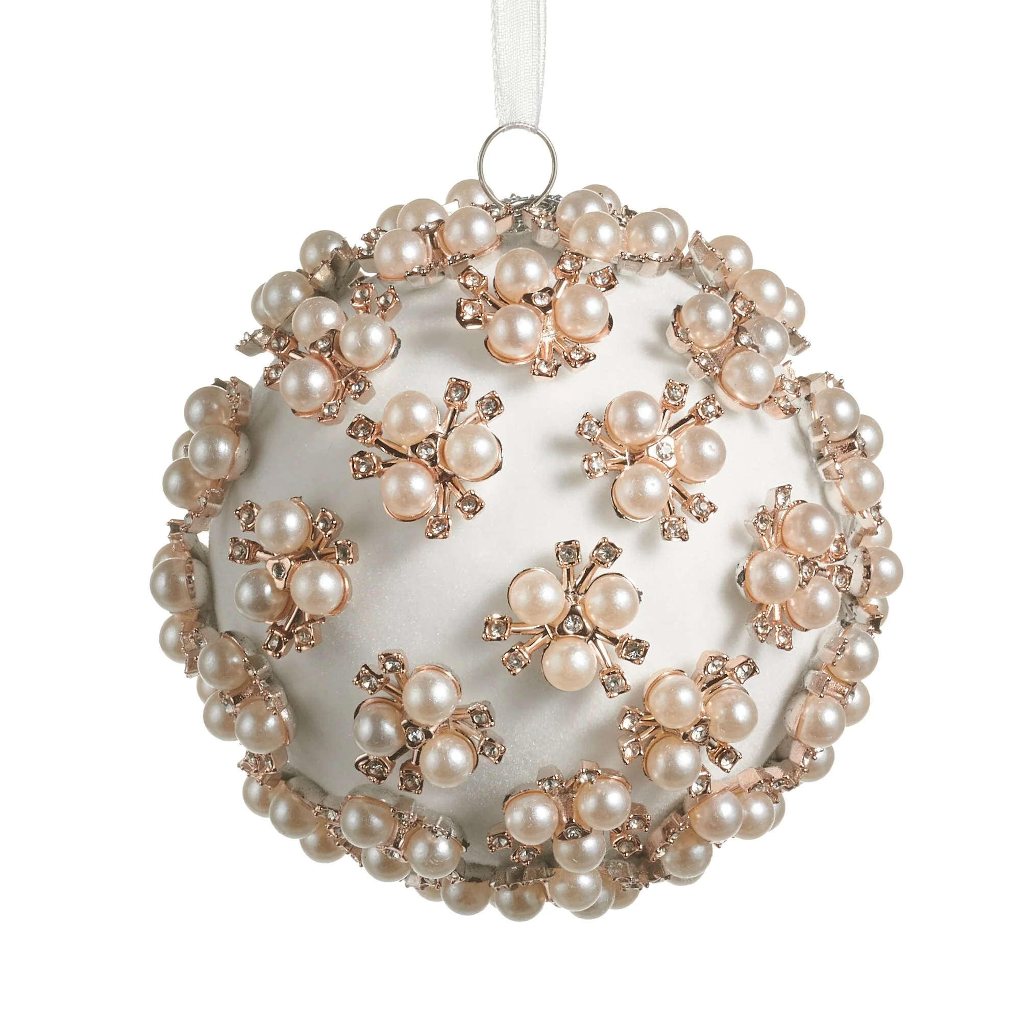 Pearl Clustered Ivory Ball Ornament, 4"