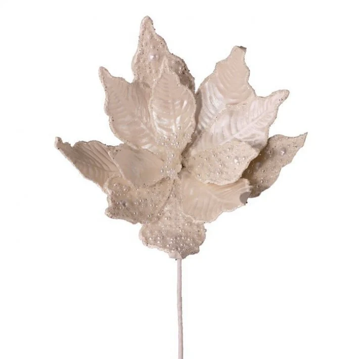 Pearls W/ Sequins Poinsettia Stem, 24"