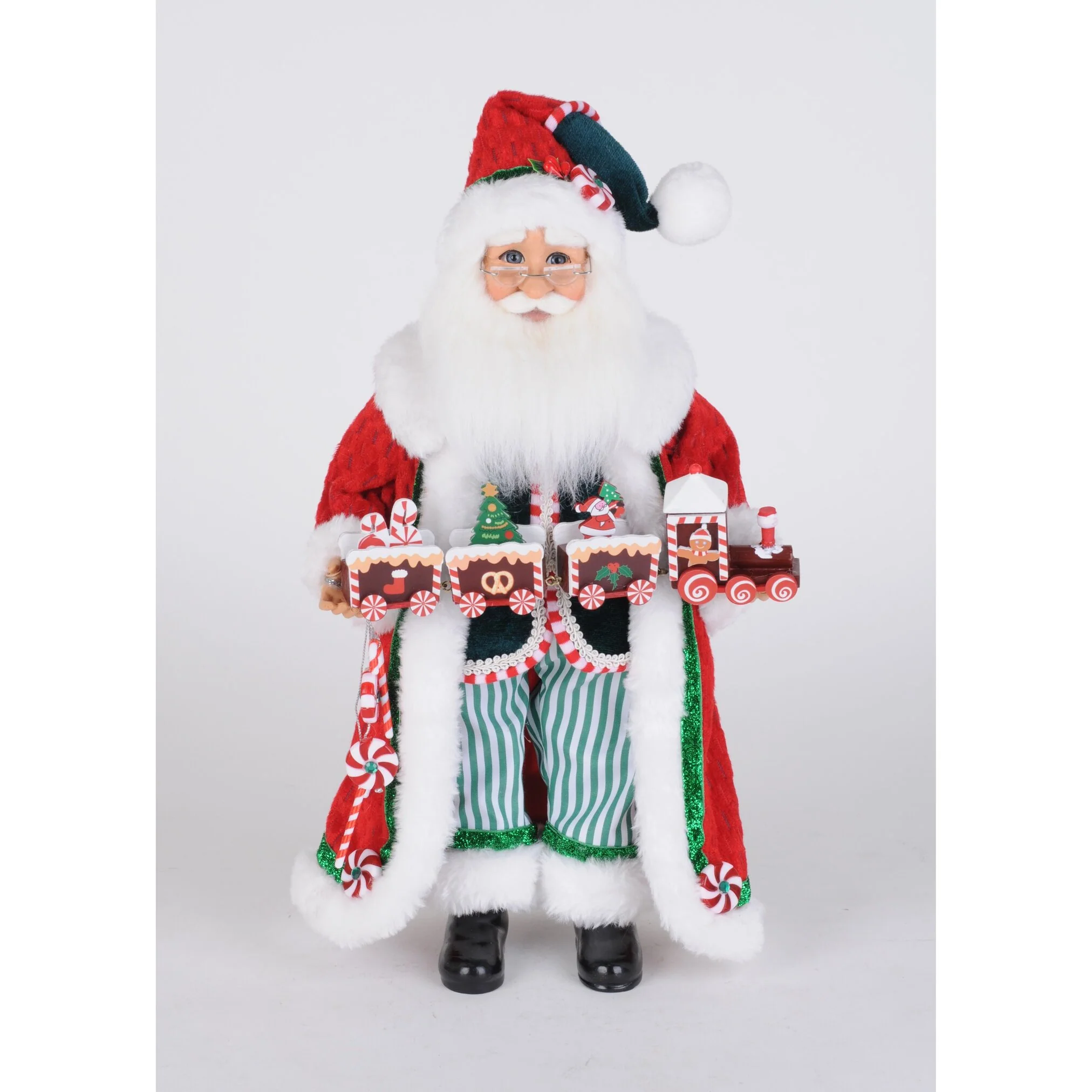 Peppermint Express Santa Figurine, 16"