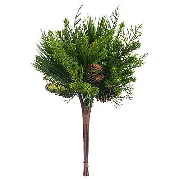 Pine/Cedar Bouquet w/Pinecones, 17" (Green)