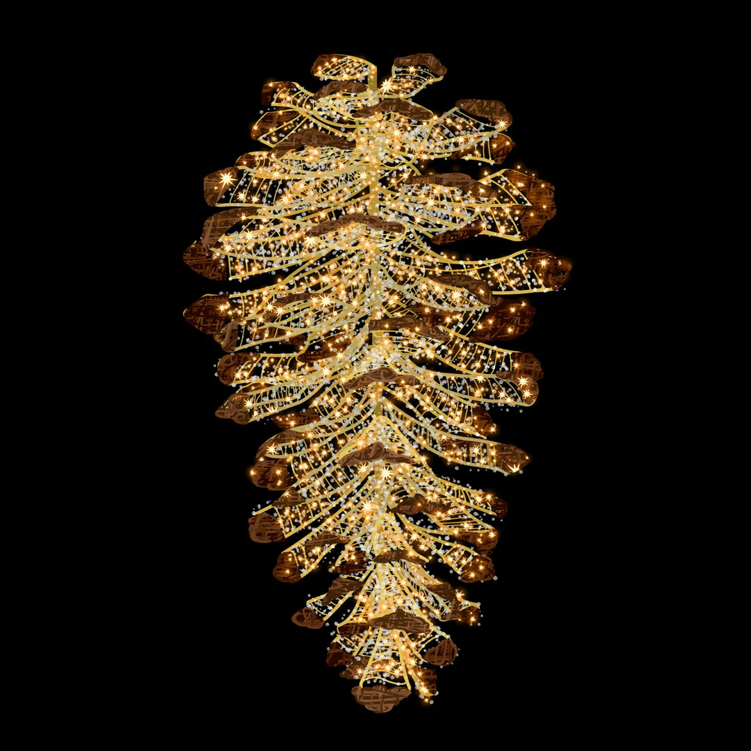 Large Pine Cone Decoration, LED Lit, 126"
