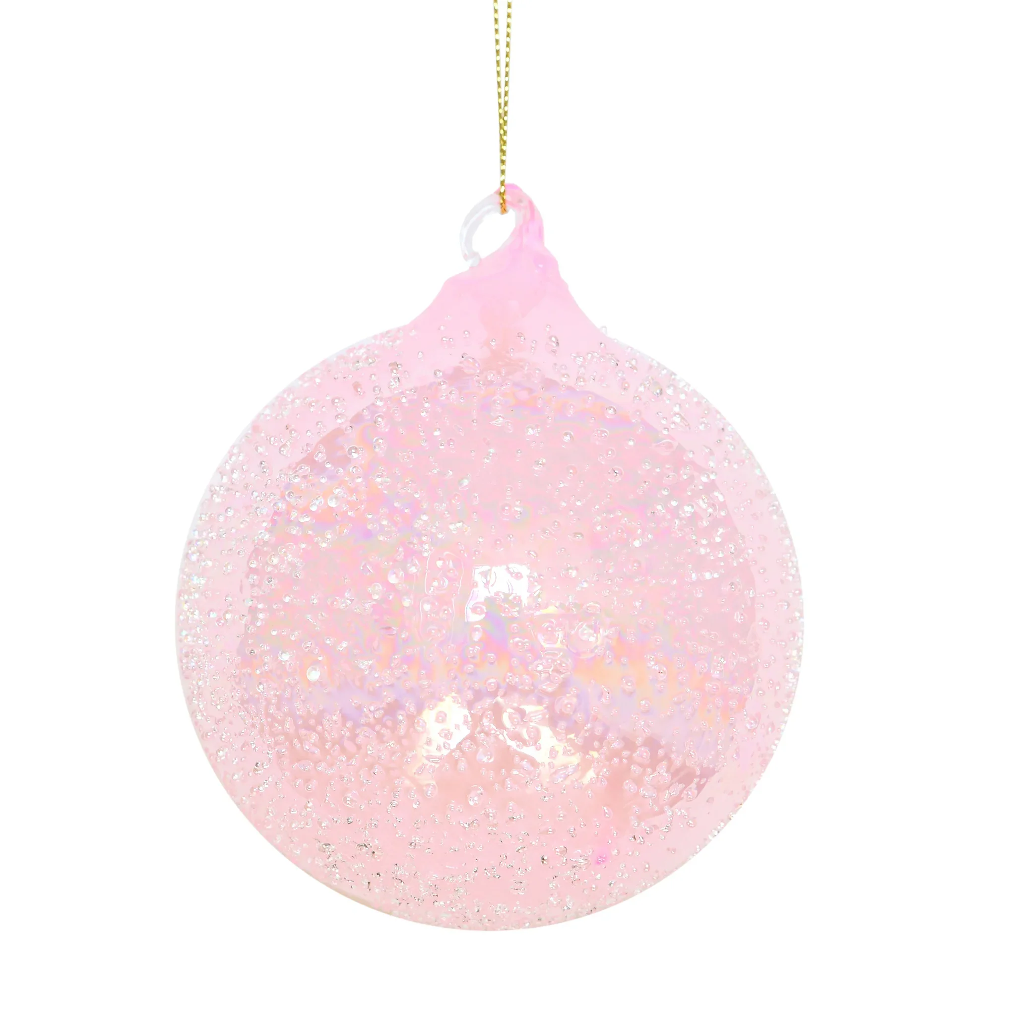 Pink Beaded Glass Ball Ornament, 4" (100mm)