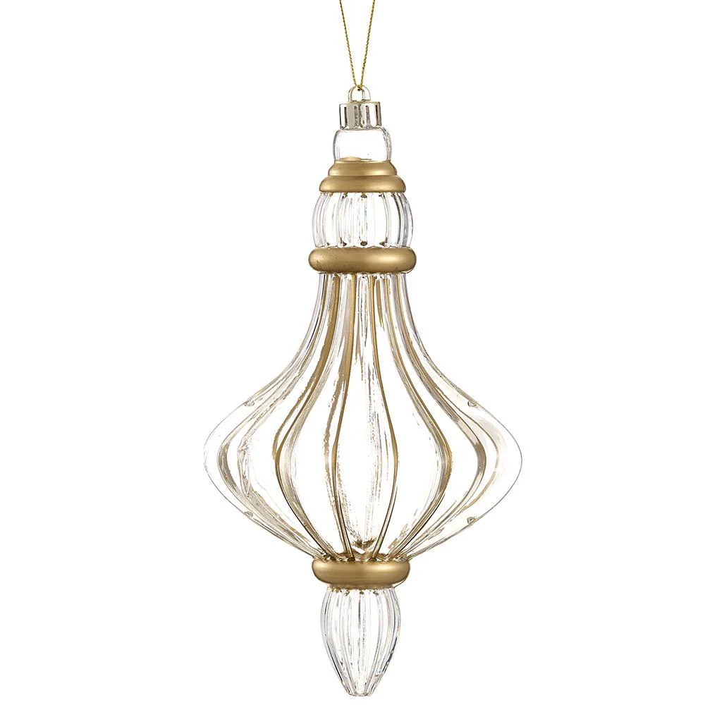 Plastic Finial Ornament, 8.5" (Clear Gold)