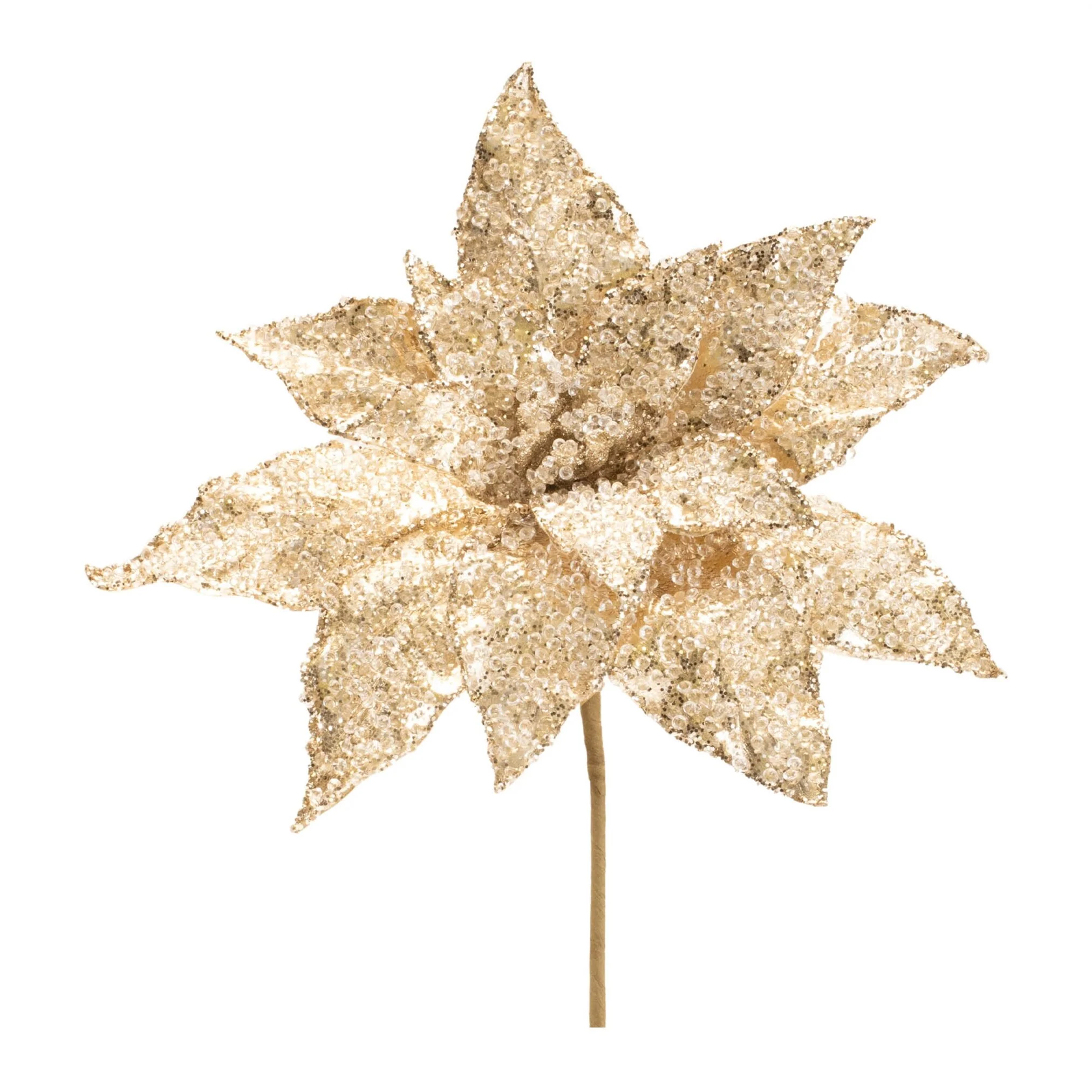 Polyester Poinsettia Stem, 21" (Gold)