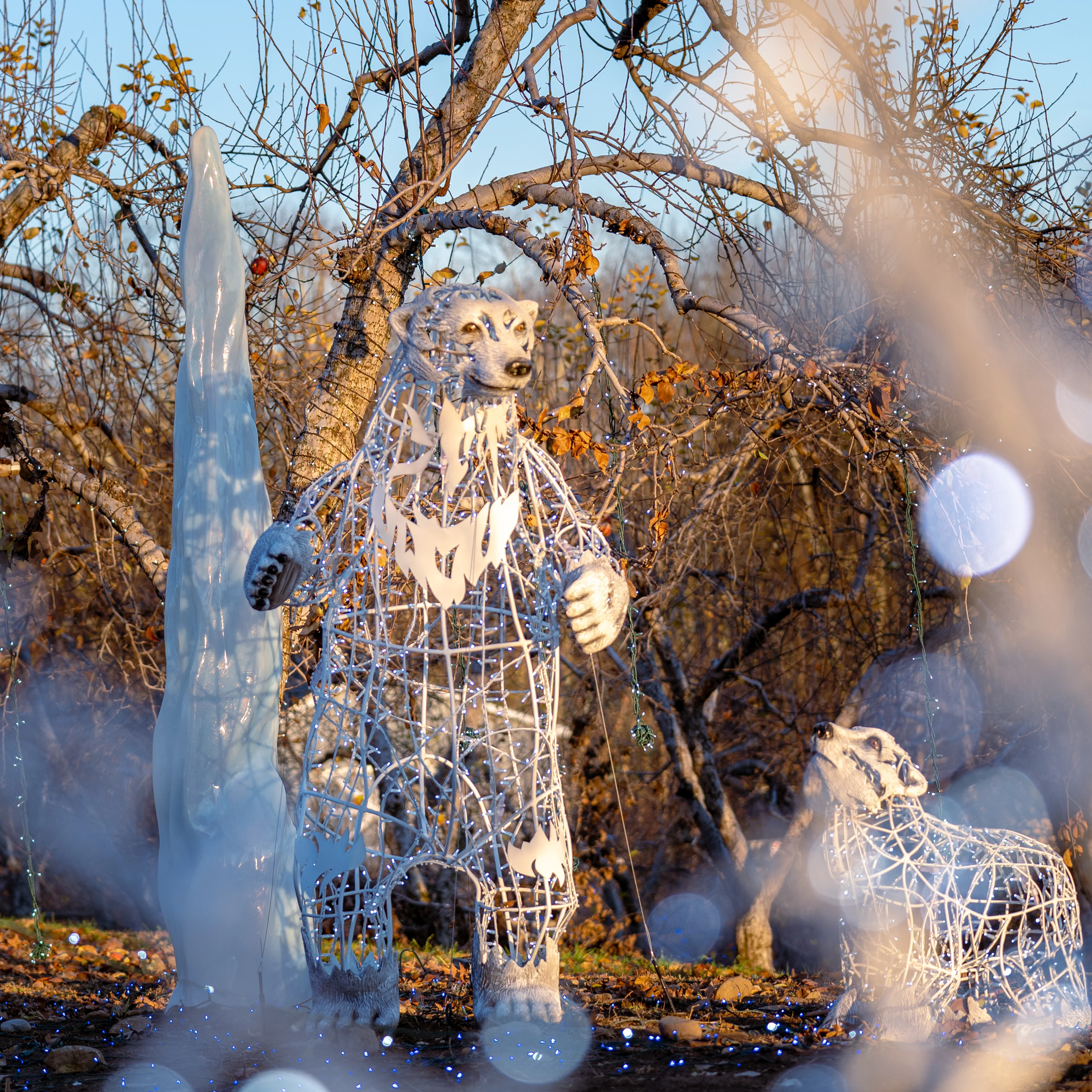 Large Polar Bear Baby Figure, Walking, LED Lit w/Fiberglass (White), 36" - Image 3