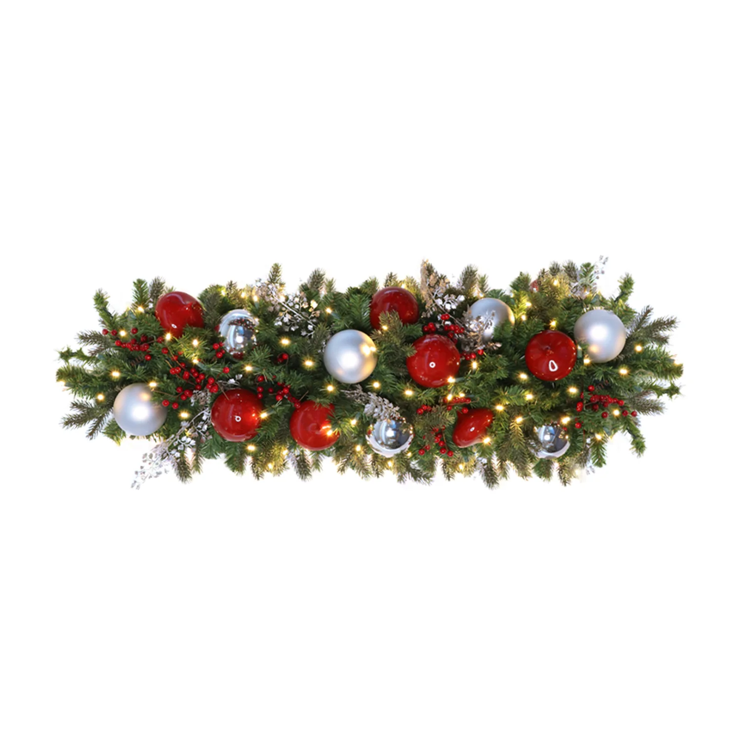 Pre-Decorated Mixed Pine Artificial Christmas Garland, LED Lit Warm White, (10"D / 14"D) - Image 8