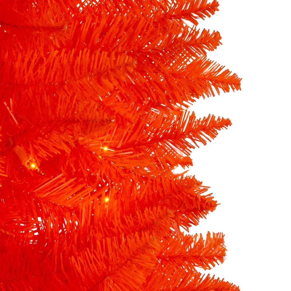 Pre-Lit Halloween Orange Tree With Orange Incandescent Lights, 7' - Image 3