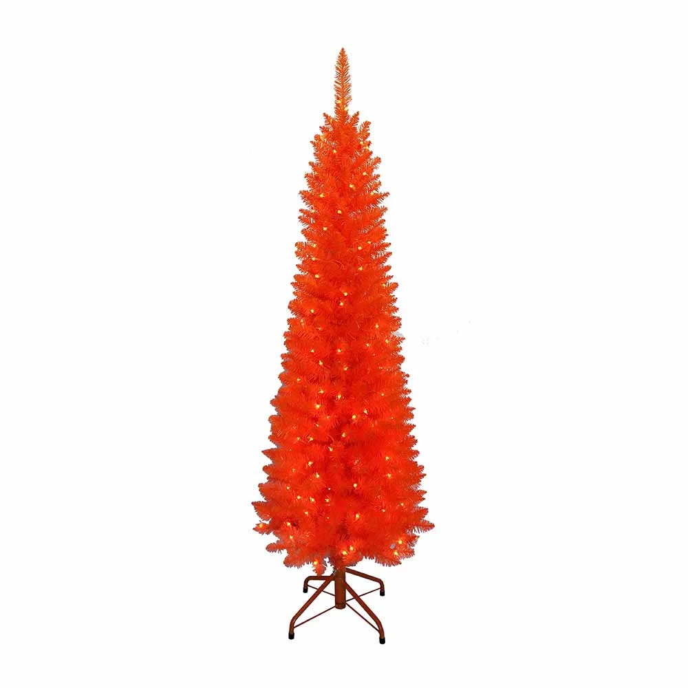 Pre-Lit Orange Incandescent Orange Slim Tree, 5'