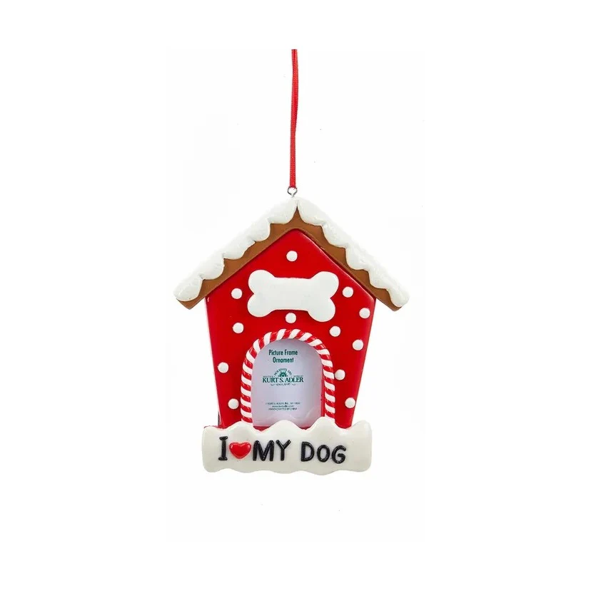 Red and White Dog and Cat Picture Frame Ornaments, 5.25" (2 styles - sold individually) - Image 3