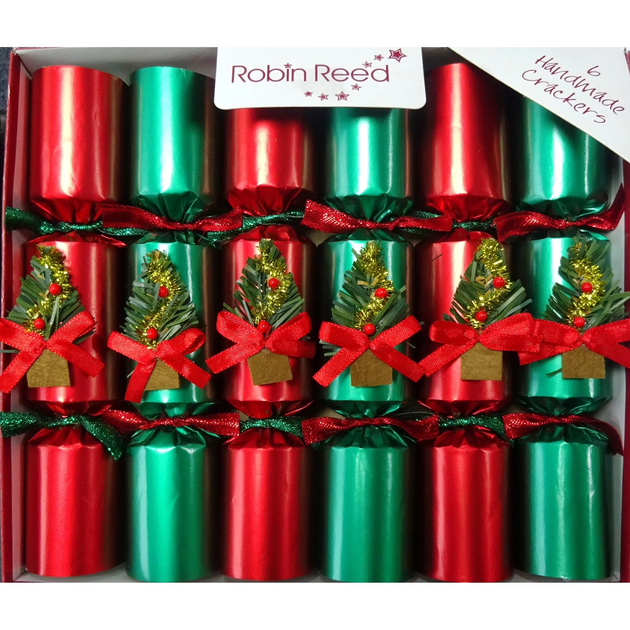 Red & Green Spruce  Party Crackers, 8.5" (Set of 6)