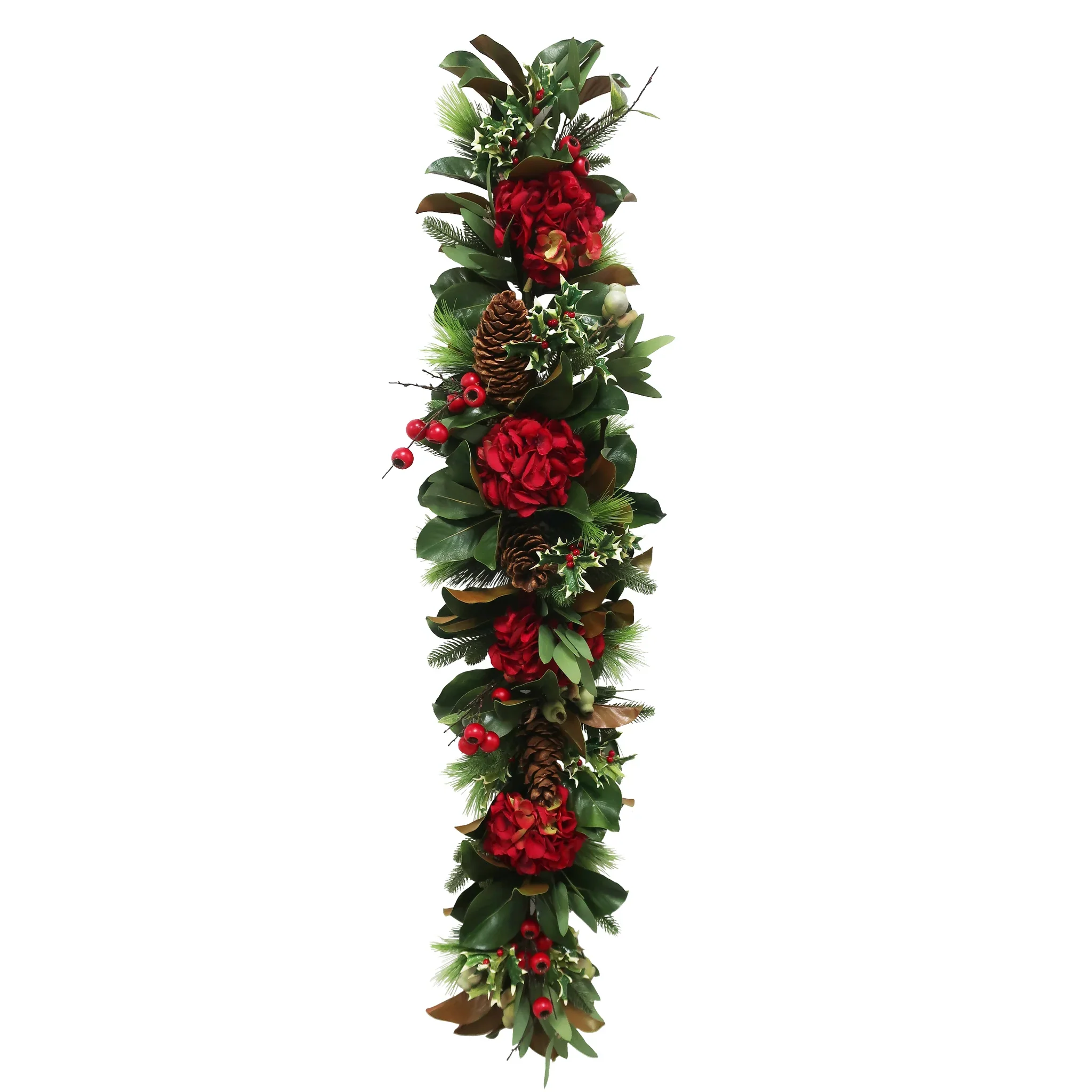 Red Hydrangea Holiday Garland, 5'