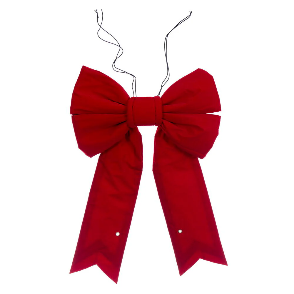 Red Velvet LED Outdoor Christmas Bow, 18 x 23" - Image 2