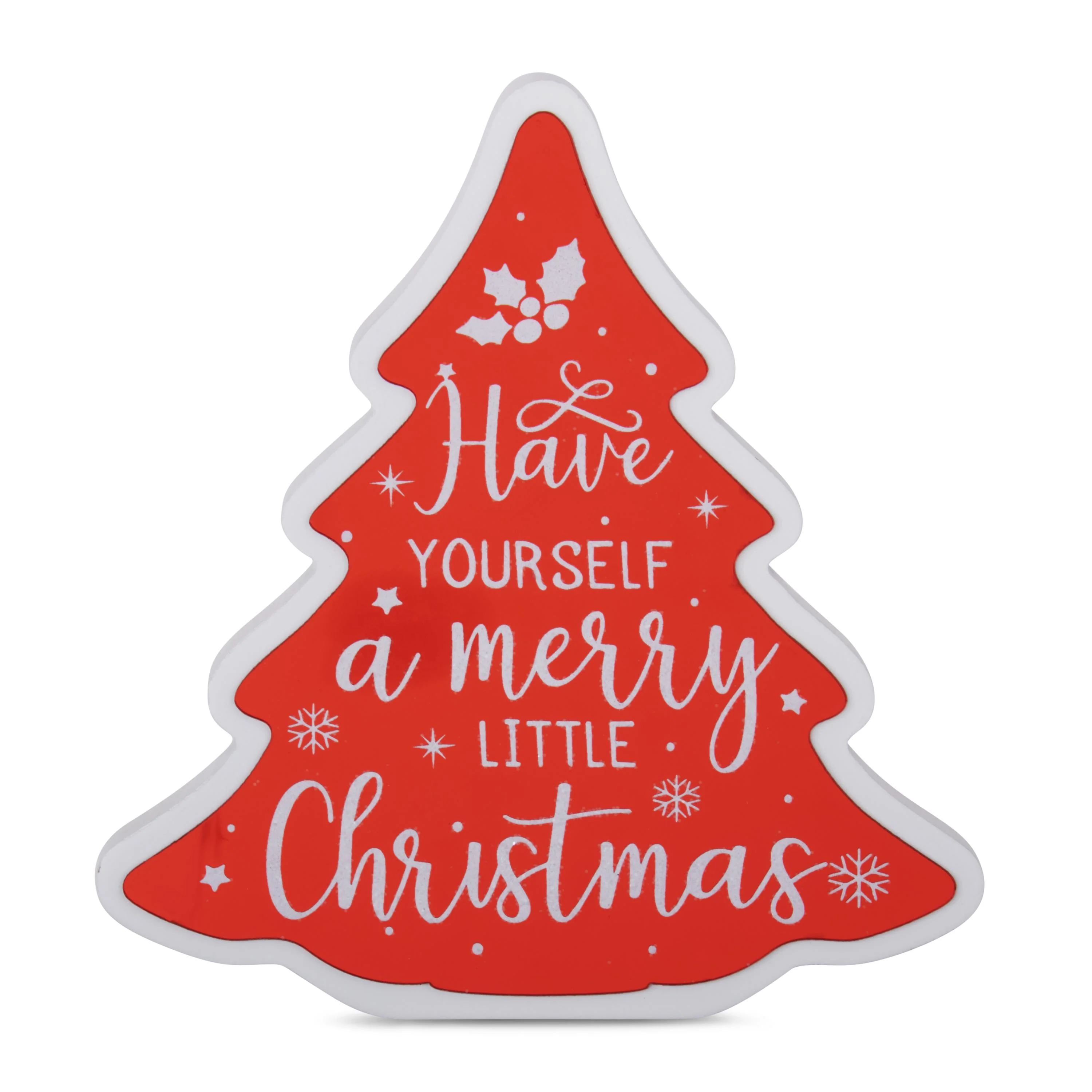Red & White Merry Little Christmas Tree, 7"