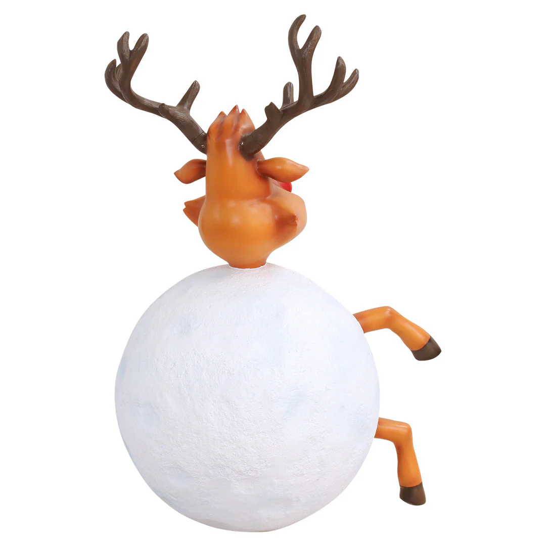 Large Fiberglass Reindeer in Snowball Figure, 57" - Image 5