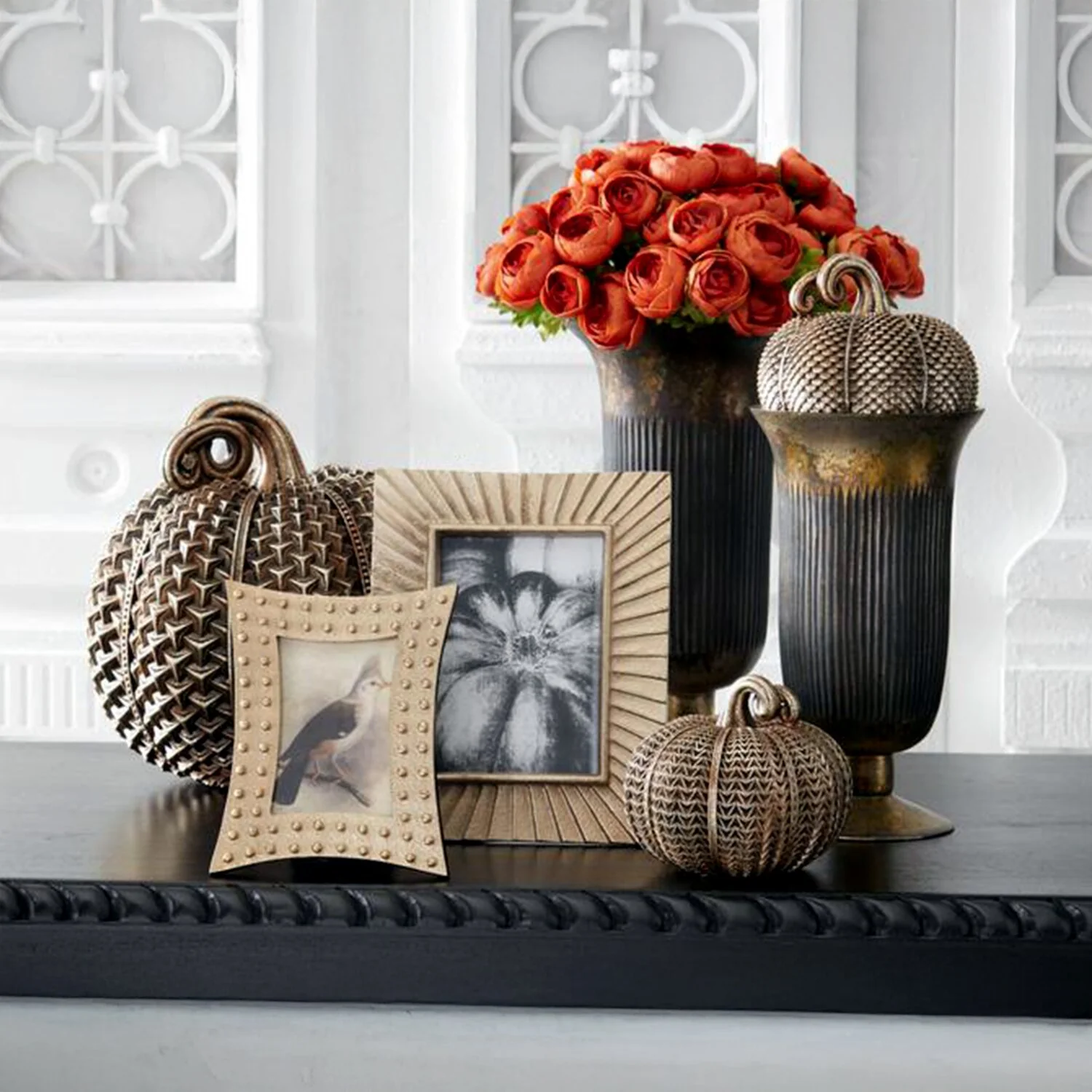 Resin Antique Gold Textured Pumpkin (3 Styles - Sold individually) - Image 2