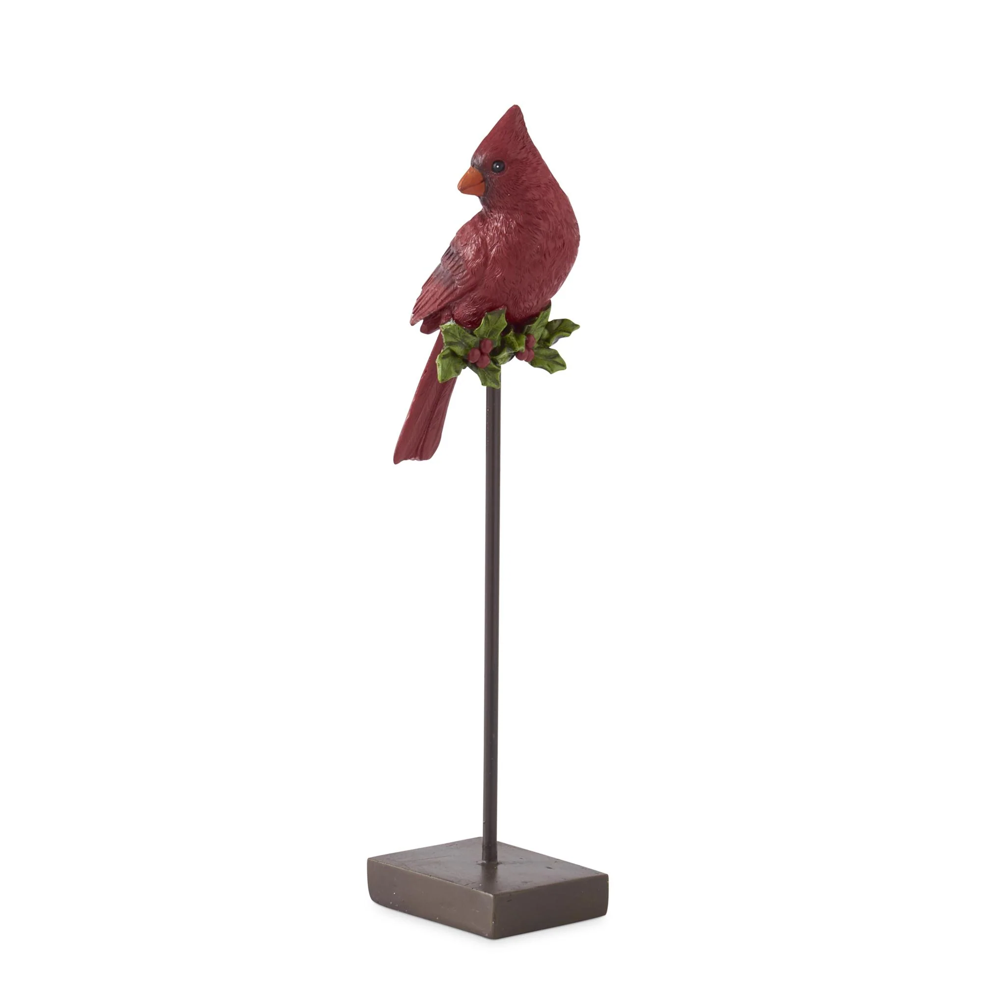 Resin Cardinals w/ Holly on Black Metal Stands, 7" - 11" (Set of 3) - Image 3
